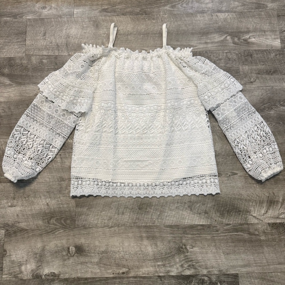 Parker Jordana Crochet Eyelet Off The Shoulder White Blouse Women’s Sz. S